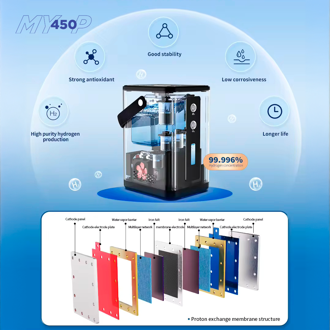 My450-P - Hydrogen Oxygen Generator Inhaler – 450ml/min – 2 Outlets - High-Purity H2 Inhalation Therapy - MyH2 Collection