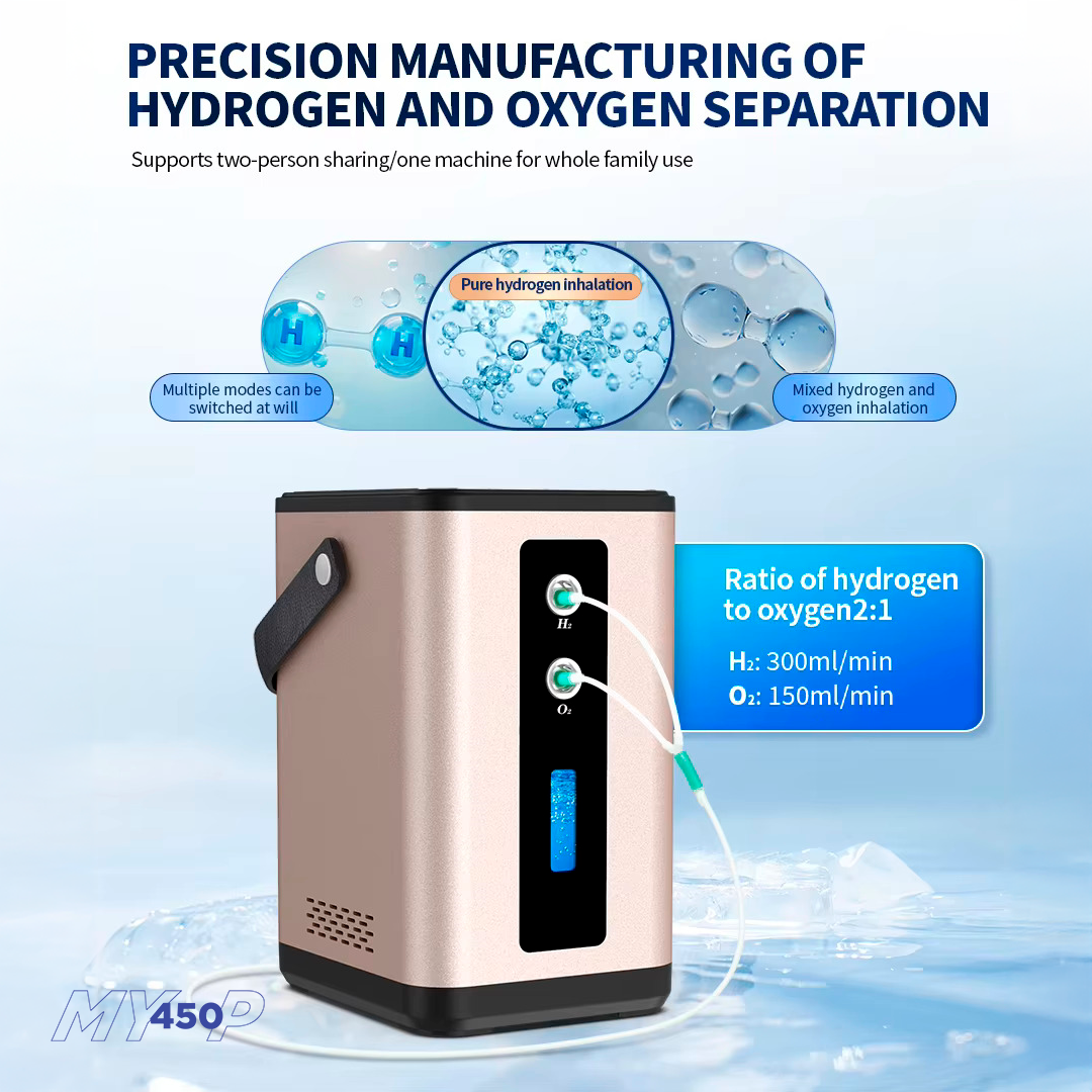 My450-P - Hydrogen Oxygen Generator Inhaler – 450ml/min – 2 Outlets - High-Purity H2 Inhalation Therapy - MyH2 Collection