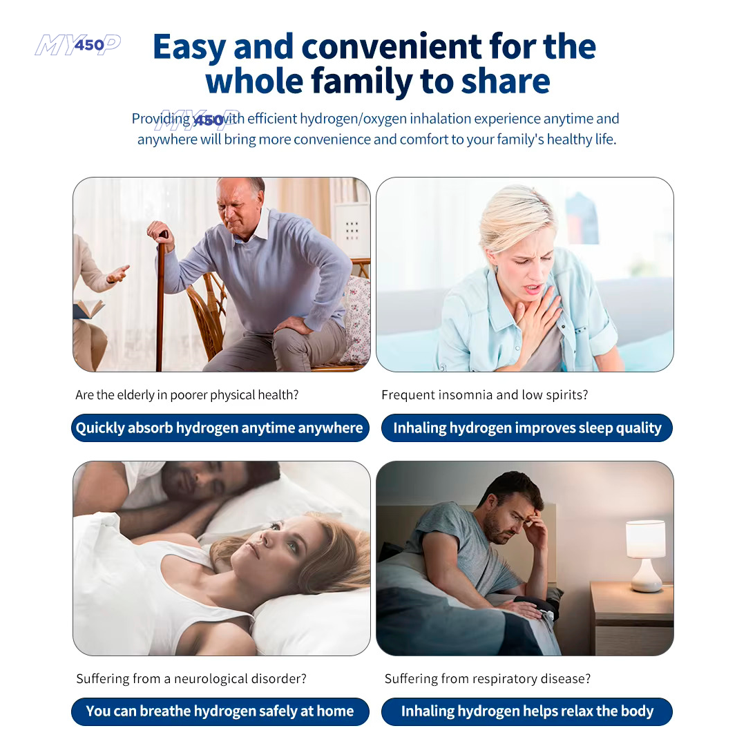 My450-P - Hydrogen Oxygen Generator Inhaler – 450ml/min – 2 Outlets - High-Purity H2 Inhalation Therapy - MyH2 Collection