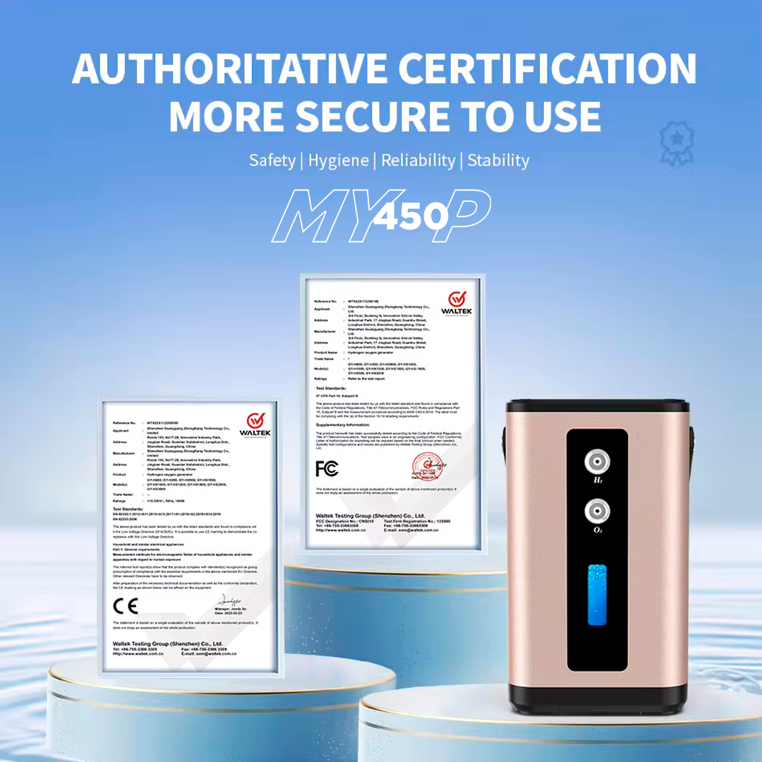 My450-P - Hydrogen Oxygen Generator Inhaler – 450ml/min – 2 Outlets - High-Purity H2 Inhalation Therapy - MyH2 Collection