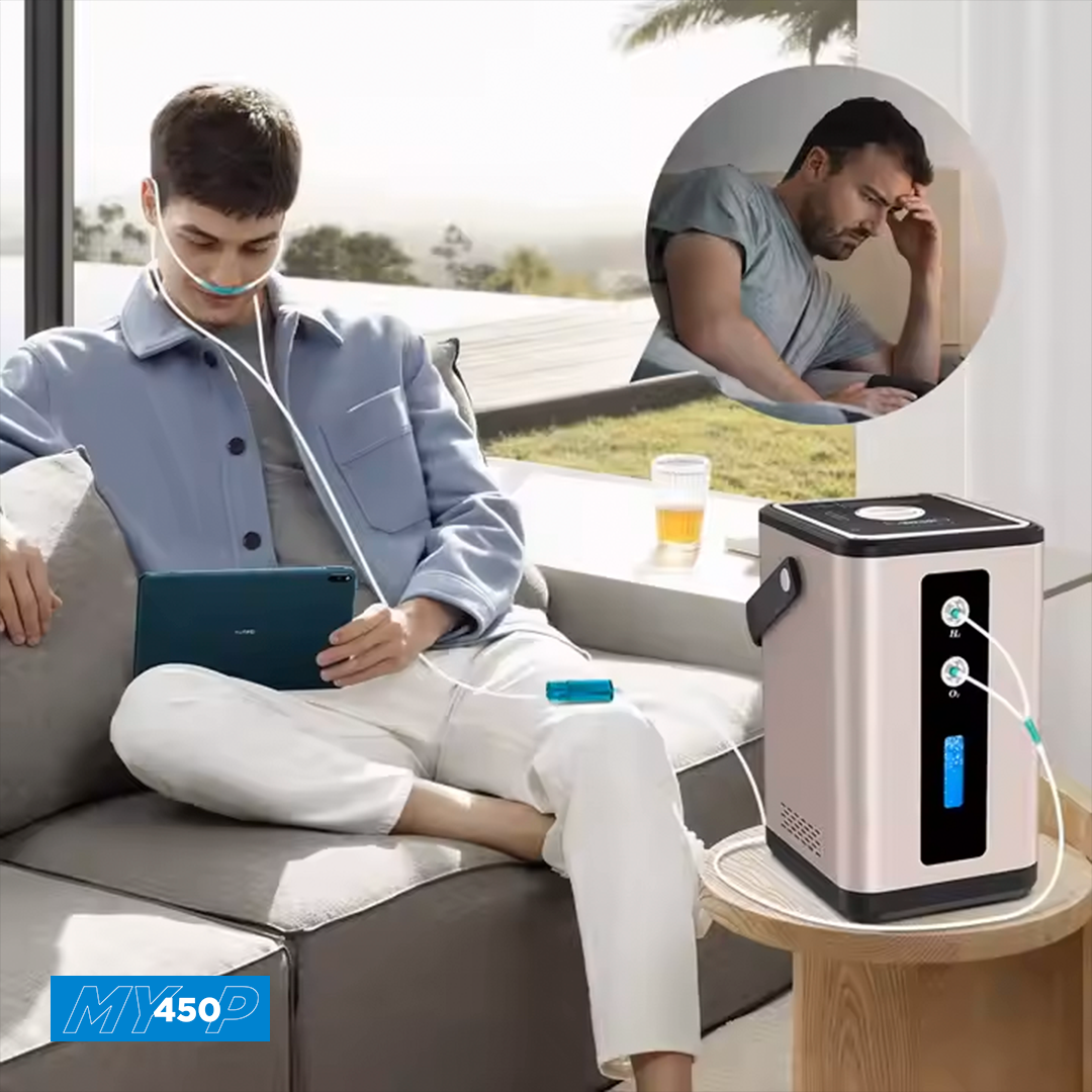 My450-P - Hydrogen Oxygen Generator Inhaler – 450ml/min – 2 Outlets - High-Purity H2 Inhalation Therapy - MyH2 Collection