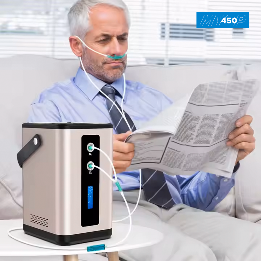 My450-P - Hydrogen Oxygen Generator Inhaler – 450ml/min – 2 Outlets - High-Purity H2 Inhalation Therapy - MyH2 Collection