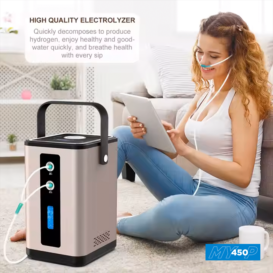 My450-P - Hydrogen Oxygen Generator Inhaler – 450ml/min – 2 Outlets - High-Purity H2 Inhalation Therapy - MyH2 Collection