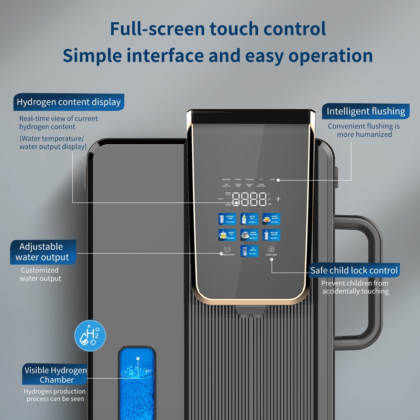 H2Max High-Tech Hydrogen Cold & Hot Water Dispenser - 7.5L with Reverse Osmosis