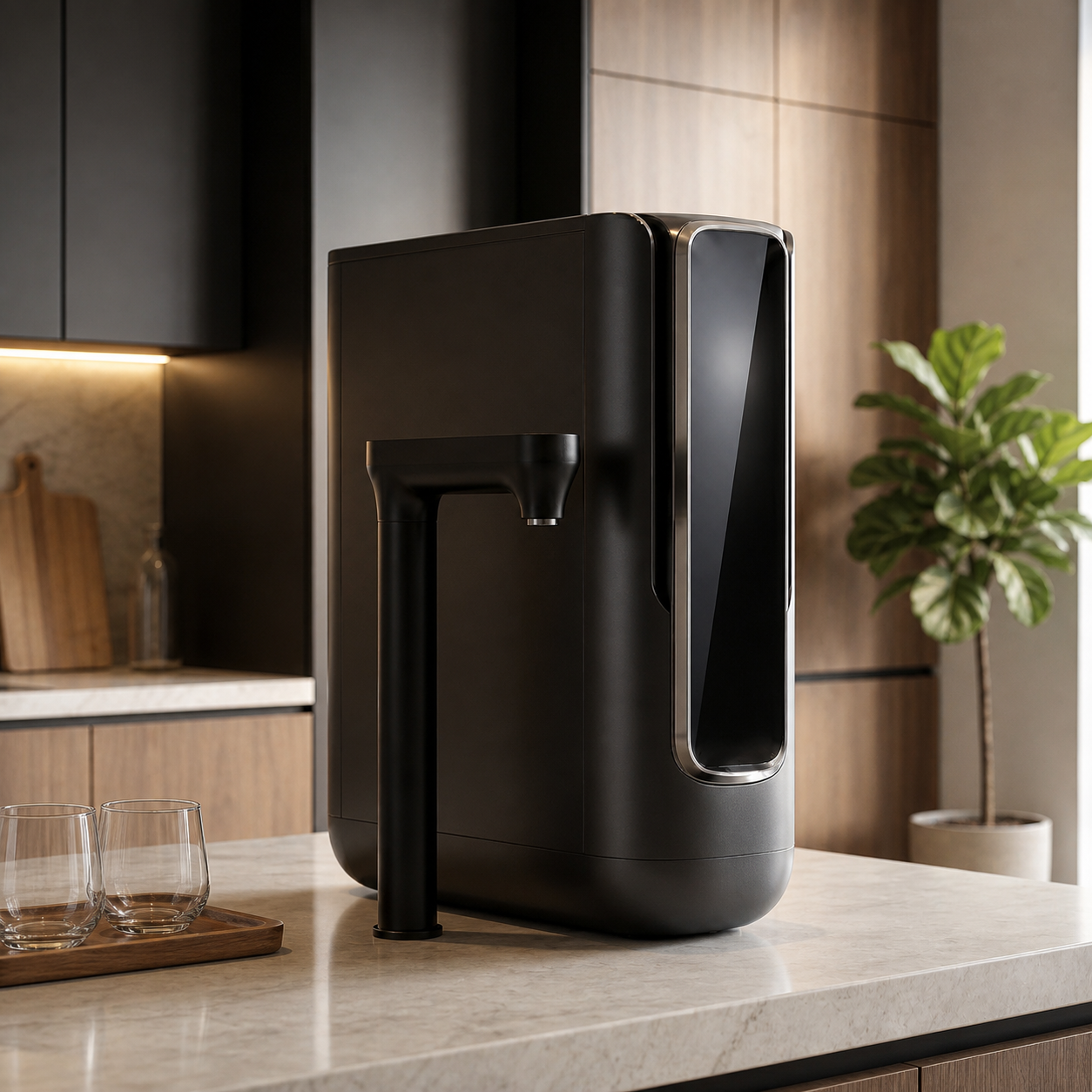 Cawolo compact hydrogen water system with dedicated faucet in a modern kitchen — Allura image 2026-08-01