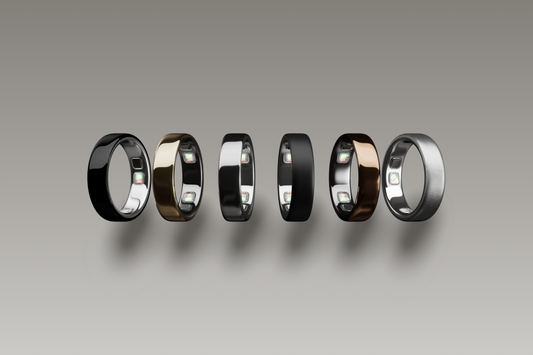 Official Oura Ring 5 finish lineup. Black is the far-left ring; only Black is available in this listing.